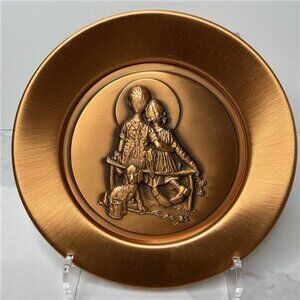 Hamilton Collection Norman Rockwell Copper Collector Plate PUPPY LOVE NIOB 1979